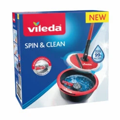 Vileda Spin & Clean Mop Complete Set Rood En Zwart