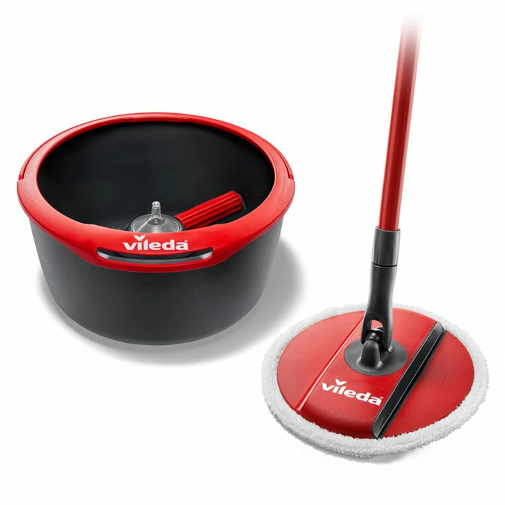 Vileda Spin & Clean Mop Complete Set Rood En Zwart 6 Vileda Spin & Clean Mop Complete Set Rood En Zwart - Afbeelding 4