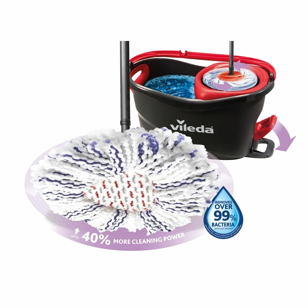 Vileda Turbo 3in1 Mopset - Met Pedaalsysteem Zwart Rood Wit Blauw 4 Vileda Turbo 3in1 Mopset - Met Pedaalsysteem Zwart Rood Wit Blauw - Afbeelding 2