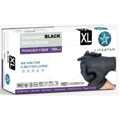 Handschoenen Nitril Poedervrij Zwart XL