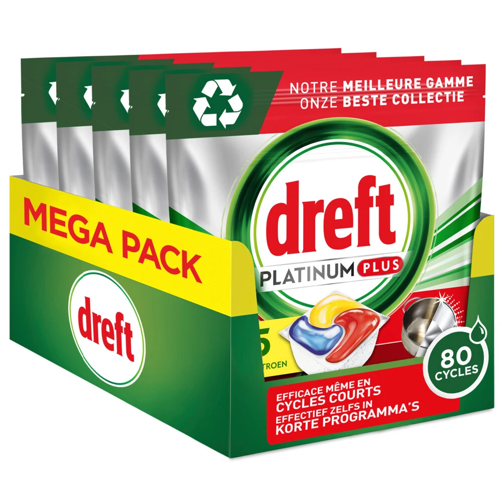 Dreft Platinum Plus All In One Vaatwastabletten Lemon 3 Dreft Platinum Plus All In One Vaatwastabletten Lemon