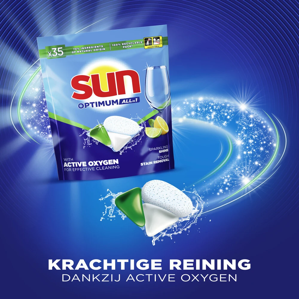 SUN® 8x Sun Optimum All-in 1 Vaatwascapsules Citroen 5 SUN® 8x Sun Optimum All-in 1 Vaatwascapsules Citroen - Afbeelding 3