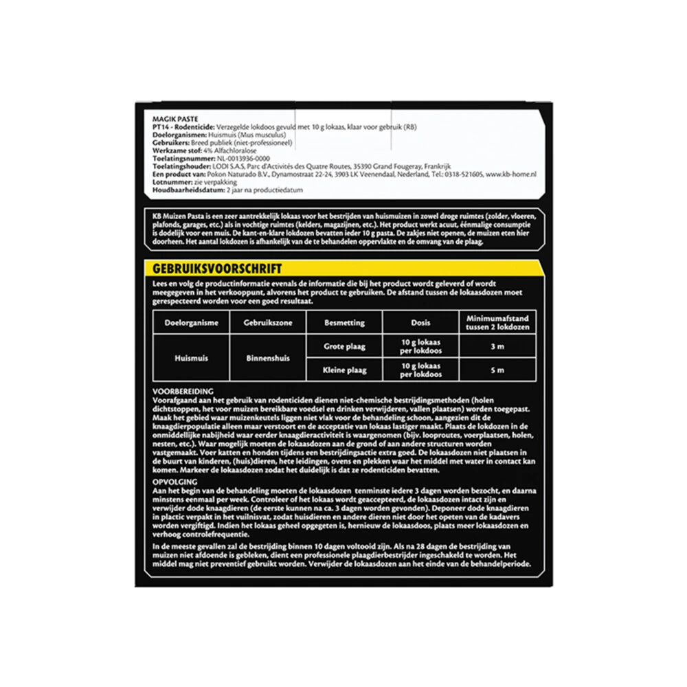 KB Home Defense Muizen Pasta Alfachloralose Kant-en-Klare Lokdoos Magik Paste 4 KB Home Defense Muizen Pasta Alfachloralose Kant-en-Klare Lokdoos Magik Paste - Afbeelding 2