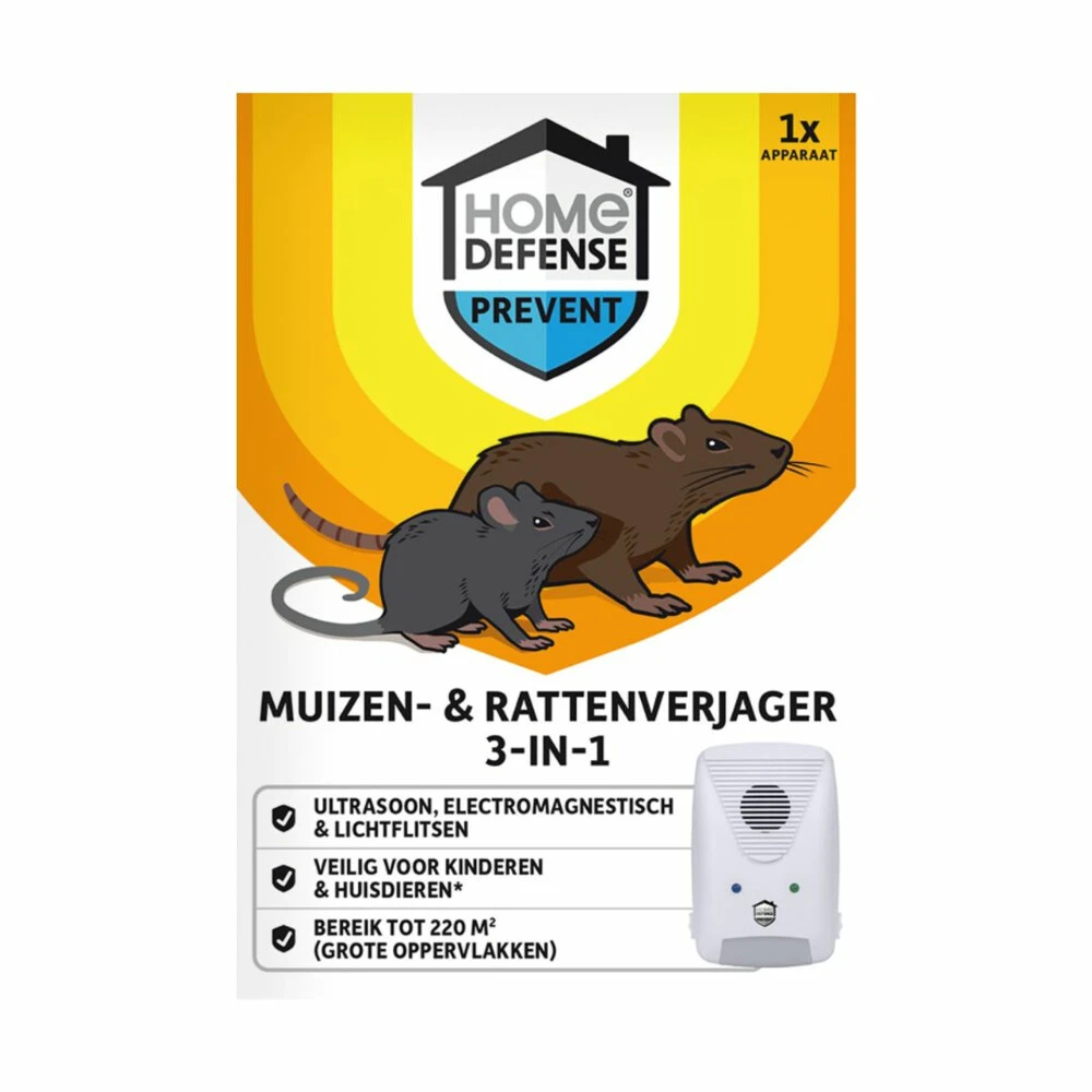KB Home Defense Muizen- En Rattenverjager 220 M2 Ultrasoon, Elektromagnetisch En Lichtflitsen 3 KB Home Defense Muizen- En Rattenverjager 220 M2 Ultrasoon, Elektromagnetisch En Lichtflitsen