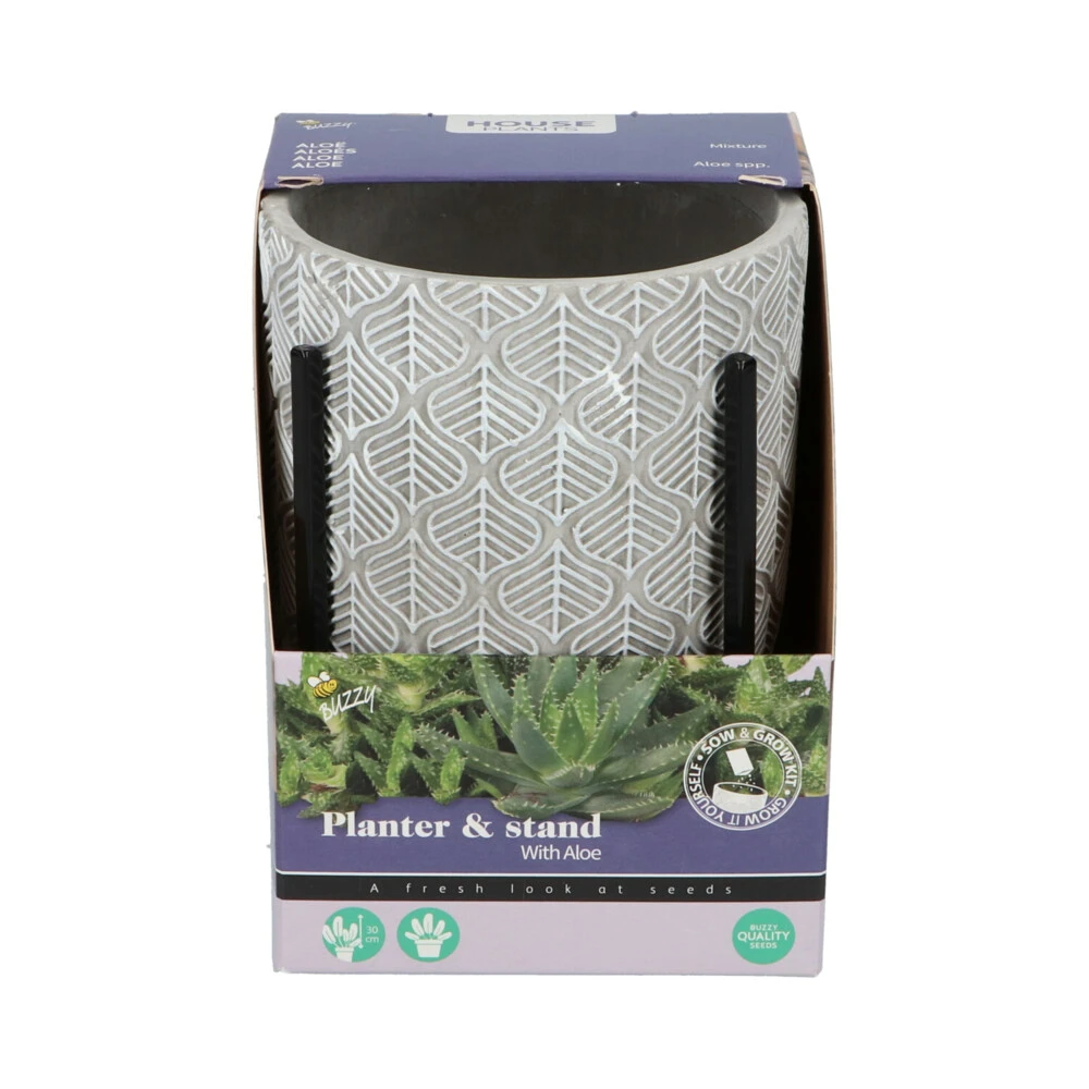 Buzzy House Plants Plantenpot In Standaard Met Aloe Vera Zaden 5 Buzzy House Plants Plantenpot In Standaard Met Aloe Vera Zaden - Afbeelding 3