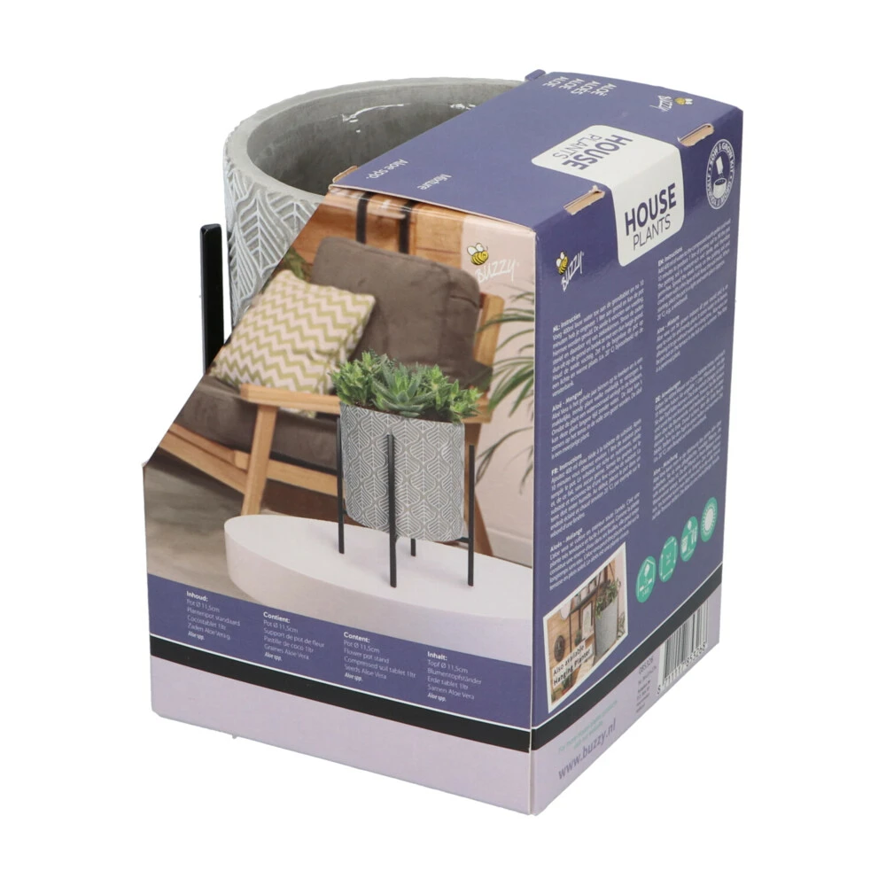 Buzzy House Plants Plantenpot In Standaard Met Aloe Vera Zaden 6 Buzzy House Plants Plantenpot In Standaard Met Aloe Vera Zaden - Afbeelding 4