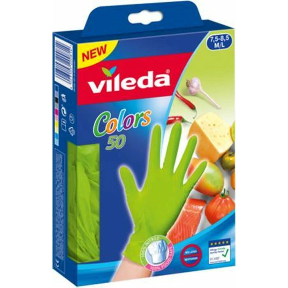 Vileda Wegwerphandschoenen Colors M / L 3 Vileda Wegwerphandschoenen Colors M / L