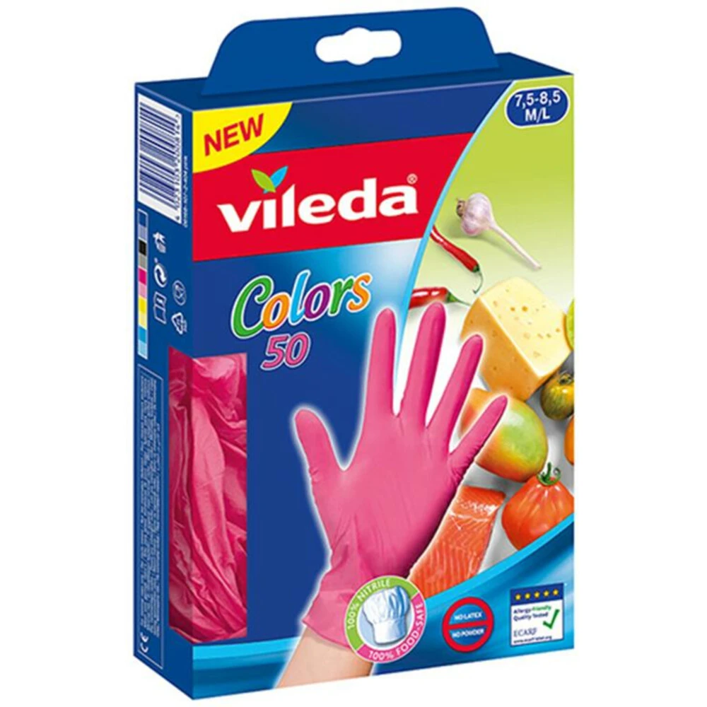 Vileda Wegwerphandschoenen Colors M / L 4 Vileda Wegwerphandschoenen Colors M / L - Afbeelding 2