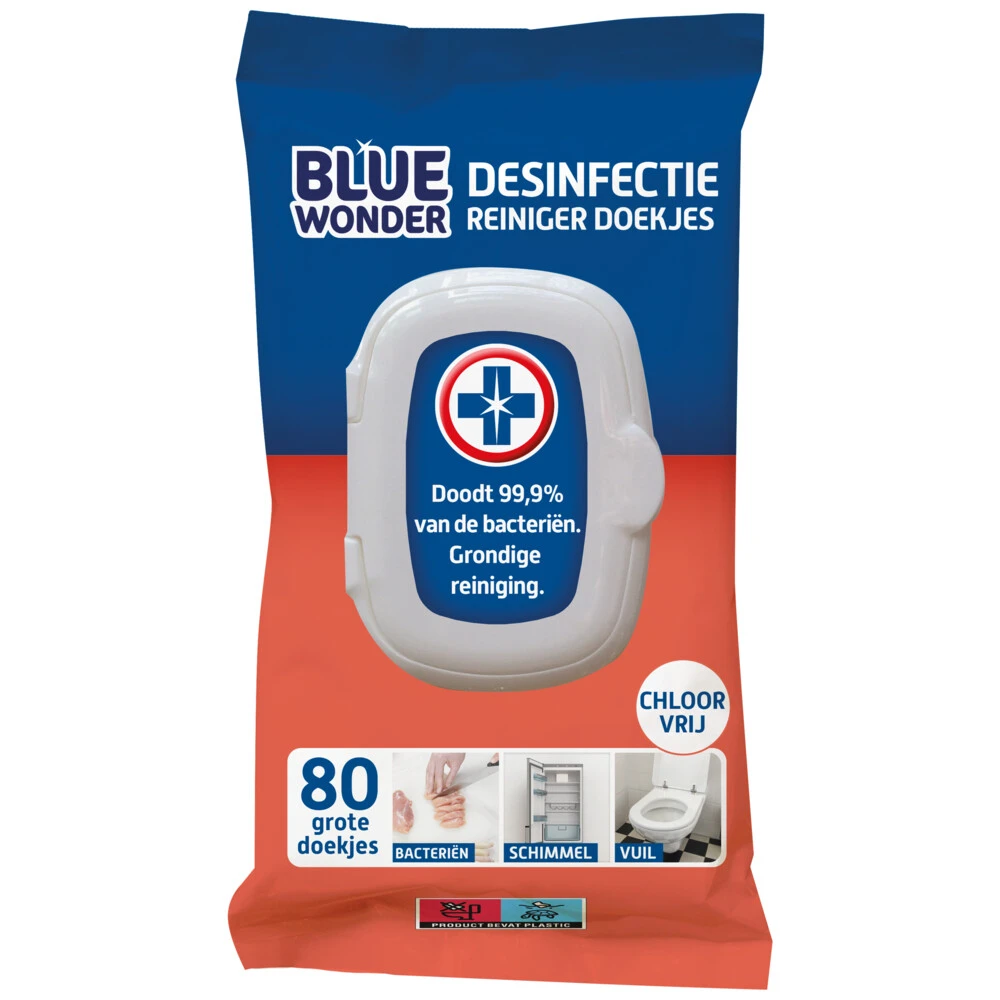 6x Blue Wonder Desinfectie Reiniger Doekjes 3 6x Blue Wonder Desinfectie Reiniger Doekjes